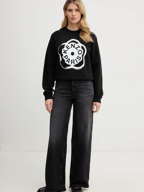 Kenzo bluza bawełniana damska kolor czarny z nadrukiem FG52SW2054MJ - zdjęcie produktu nr 2