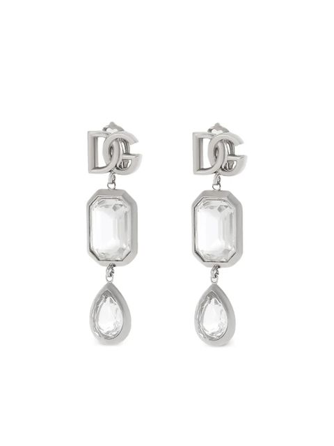 Dolce & Gabbana drop logo earrings - Silver