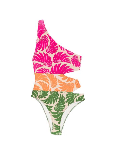 FARM Rio one-shoulder floral-print swimsuit - Neutrals - zdjęcie produktu nr 2