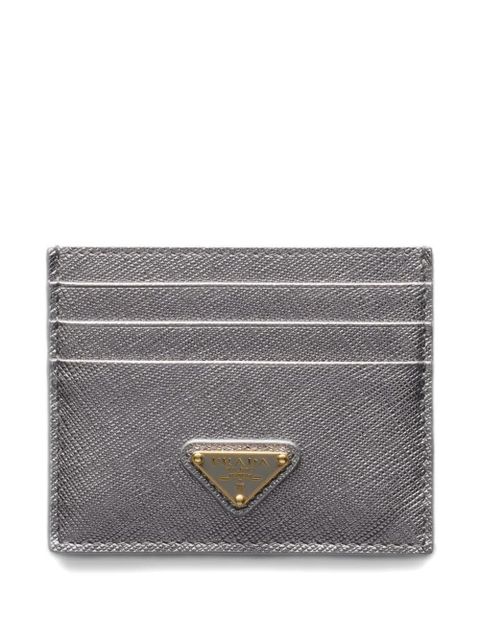 Prada triangle-logo leather card holder - Grey - zdjęcie produktu nr 1