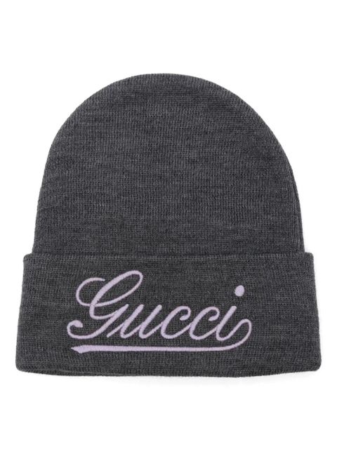 Gucci logo-embroidered beanie - Grey - zdjęcie produktu nr 1