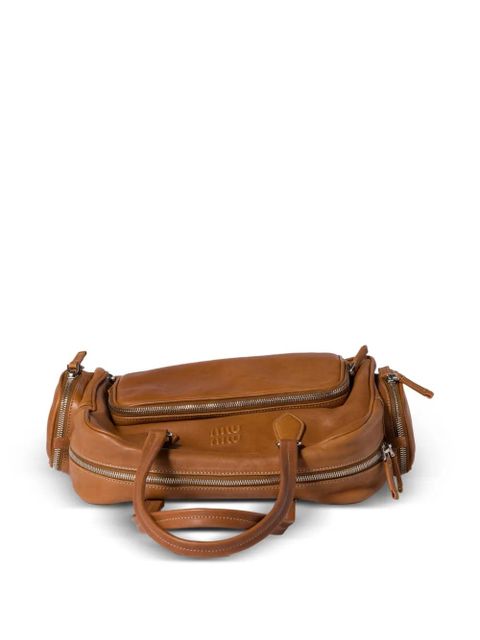 Miu Miu pocket leather tote bag - Brown