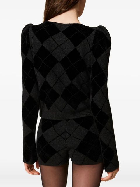 TWINSET diamond-pattern knit shorts - Black