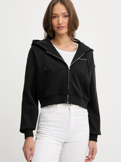 Tommy Jeans bluza damska kolor czarny z kapturem gładka DW0DW21163 - zdjęcie produktu nr 1