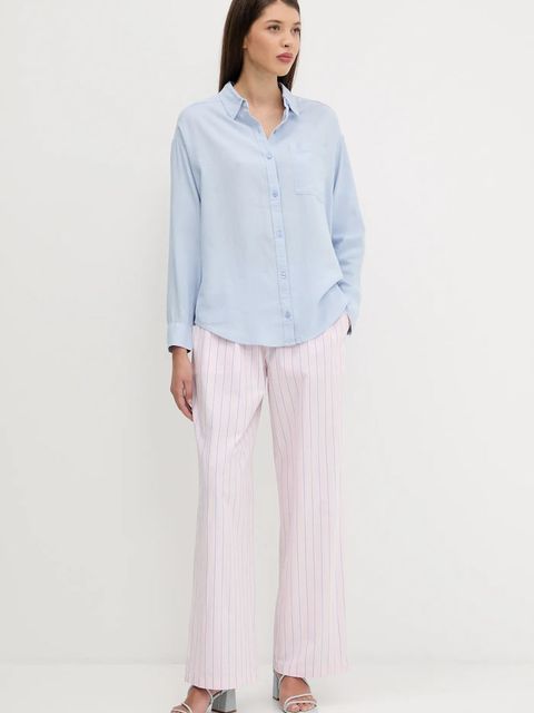 Abercrombie & Fitch spodnie bawełniane damskie kolor różowy proste high waist KI156-5288 - zdjęcie produktu nr 2