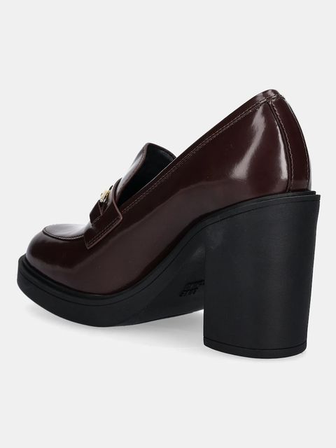 Love Moschino czółenka skórzane kolor bordowy na słupku JA1018AG1NJD0556