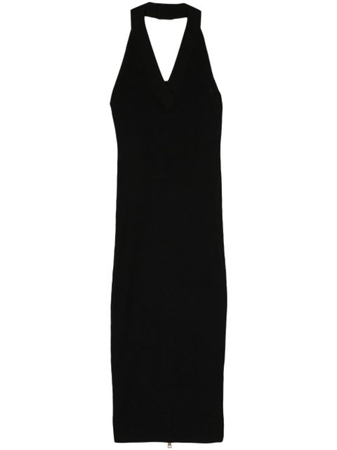 Balmain halterneck ribbed-knit midi dress - Black - zdjęcie produktu nr 1