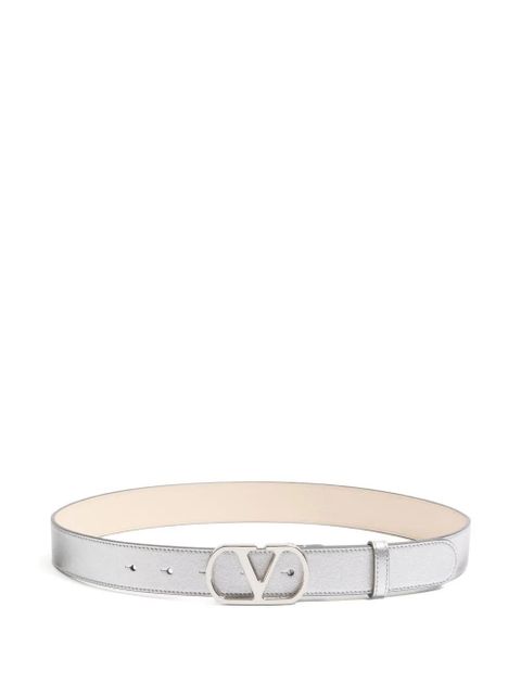 Valentino Garavani VLogo Signature leather belt - Silver - zdjęcie produktu nr 1