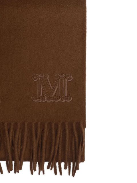 Max Mara embroidered-logo fringe scarf - Brown - zdjęcie produktu nr 2