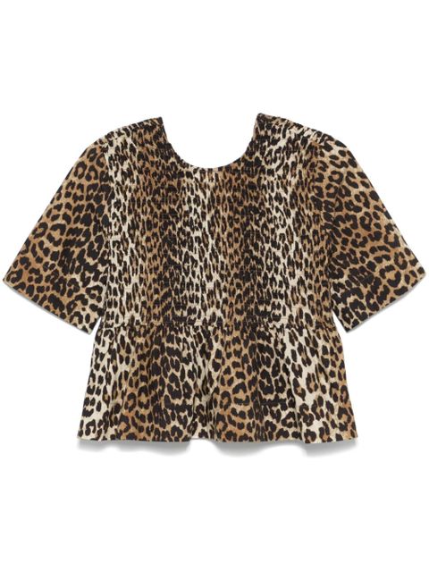 GANNI smock leopard printed blouse - Brown - zdjęcie produktu nr 1