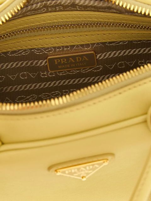 Prada Baulett logo-plaque leather tote bag - Yellow