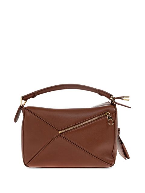LOEWE small Featherlight Puzzle leather tote bag - Brown