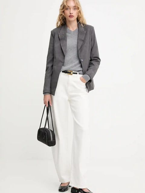 Answear.LAB marynarka kolor szary jednorzędowa gładka