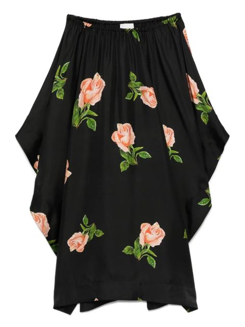 Nanushka rose-print drape-hem skirt - Black - zdjęcie produktu nr 1