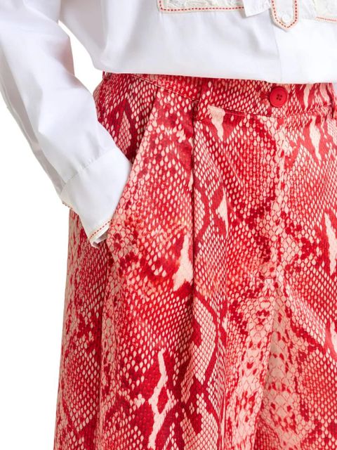 Essentiel Antwerp pleated snakeskin-print trousers - Red