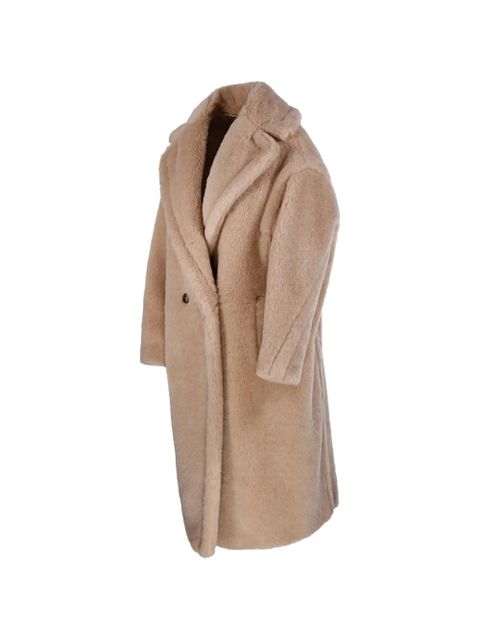 Max Mara double-breasted fur coat - Neutrals