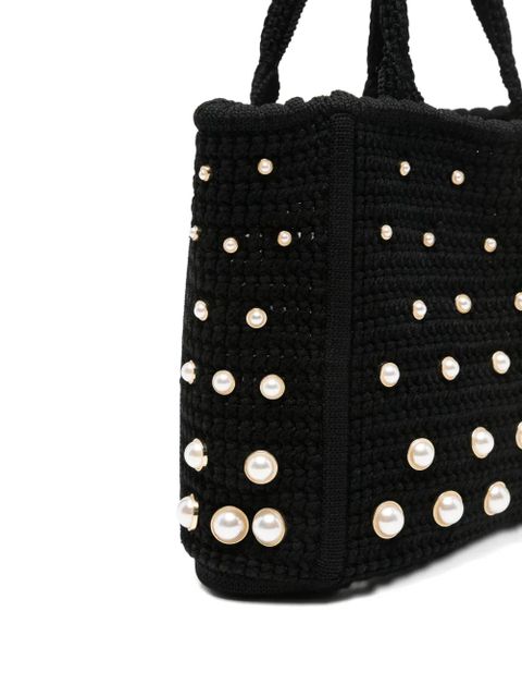 SANDRO pearl-embellished tote bag - Black
