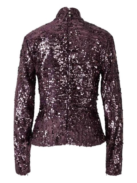 Rabanne sequin-detail long-sleeve top - Purple - zdjęcie produktu nr 2