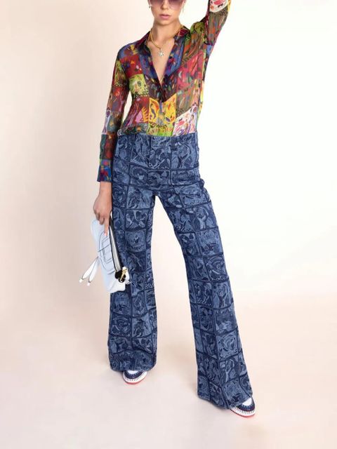 Chloé graphic-print semi-sheer shirt - Green