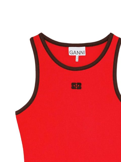 GANNI logo-detail tank top - Red - zdjęcie produktu nr 2