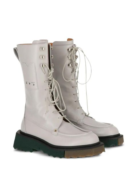 Off-White lace-up platform boots - Grey