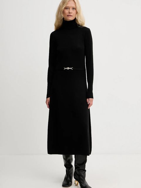 Fracomina sukienka z dodatkiem wełny kolor czarny midi rozkloszowana FR25WD5004K459Q7 - zdjęcie produktu nr 1