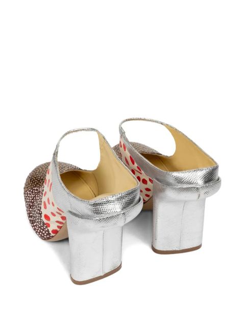 DRIES VAN NOTEN patchwork heeled mules - Silver