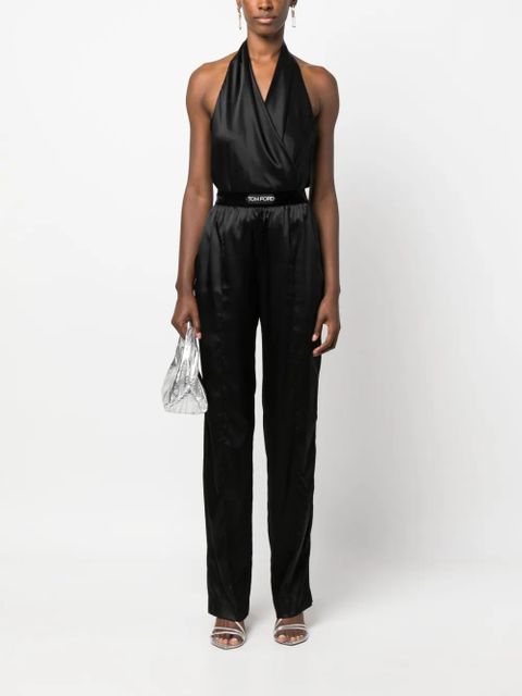 TOM FORD high-waisted straight-leg silk trousers - Black