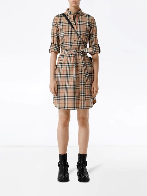 Burberry Vintage check tie-waist shirt dress - Brown