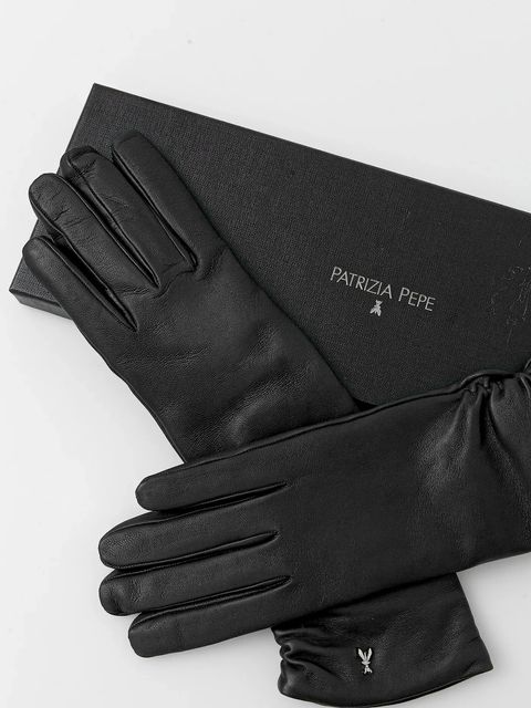 Patrizia Pepe rękawiczki skórzane damskie kolor czarny 2F0105 L034