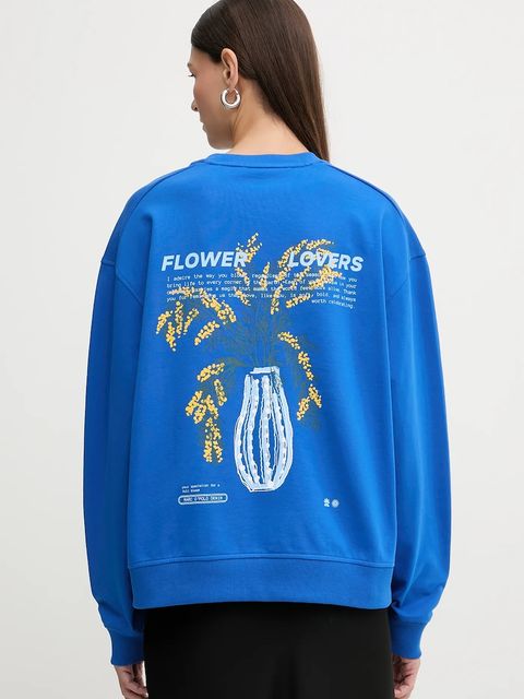 Marc O'Polo bluza bawełniana damska kolor niebieski z nadrukiem 5000009350 - zdjęcie produktu nr 1