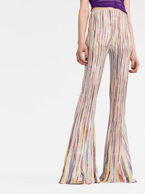 Missoni stripe-pattern semi-sheer flared trousers - Neutrals