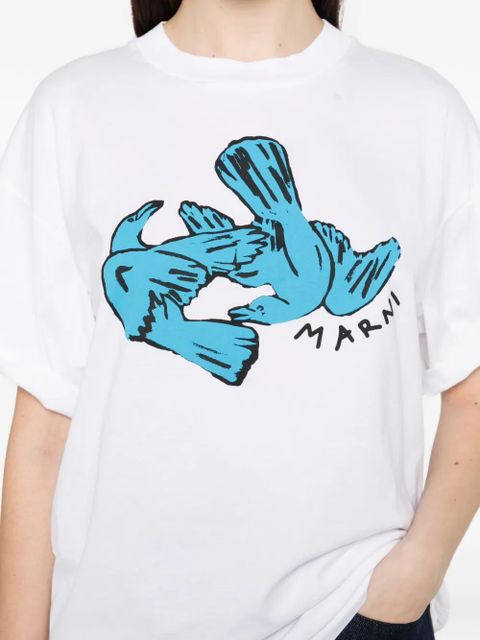Marni bird-print T-shirt - White