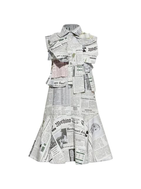 Moschino newspaper-print ruffled mini dress - White - zdjęcie produktu nr 1