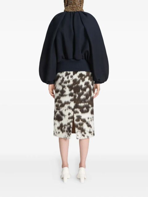 DRIES VAN NOTEN cowhide-print midi skirt - Brown