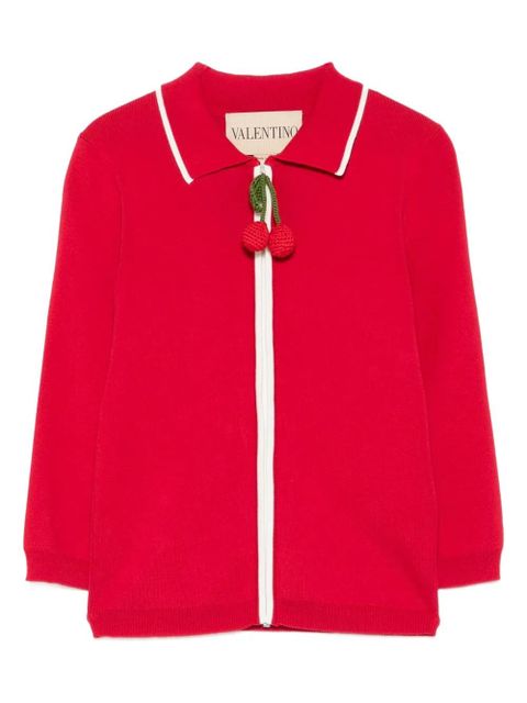Valentino Garavani cherry-detail zip-up cardigan - Red - zdjęcie produktu nr 1