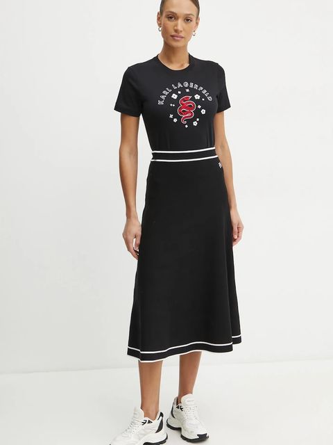 Karl Lagerfeld t-shirt bawełniany damski kolor czarny A1W17090