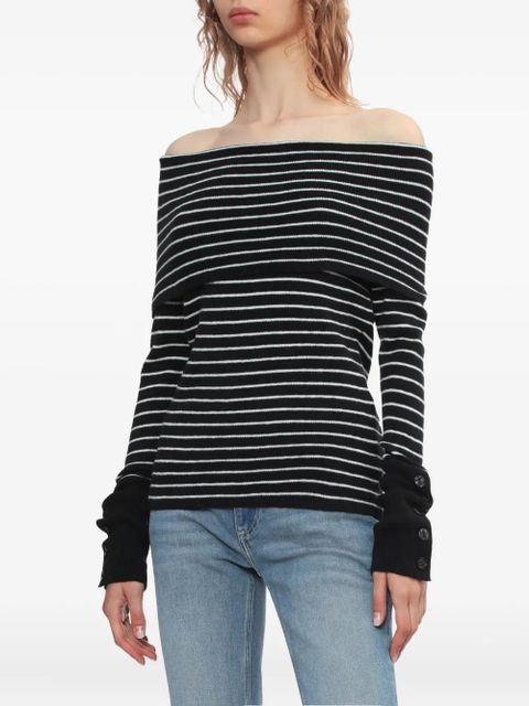 Free People off-shoulder striped sweater - Black - zdjęcie produktu nr 2