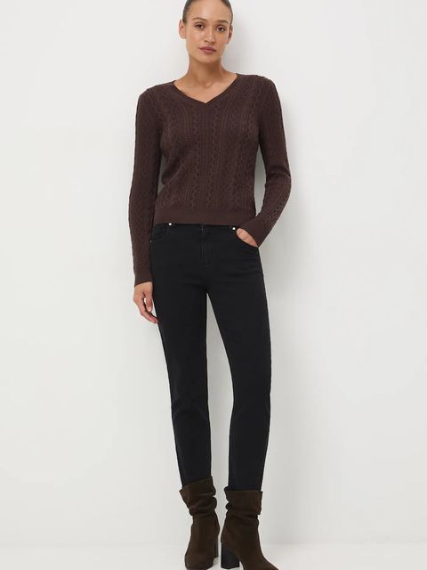 Medicine sweter z wełny merino kolor brązowy