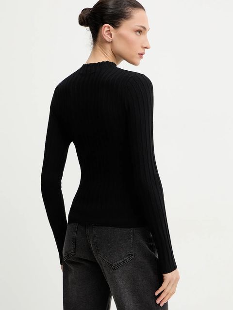 Morgan sweter damski kolor czarny lekki z półgolfem MROYA