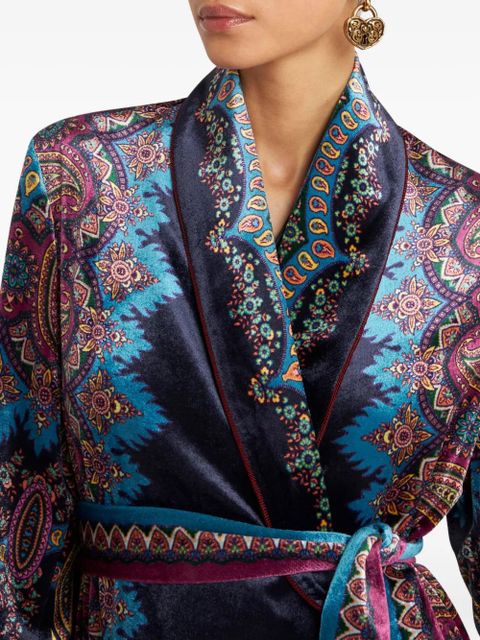 ETRO paisley-print velvet robe - Blue - zdjęcie produktu nr 2