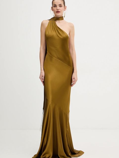 Retrofete sukienka Kelsa kolor zielony maxi dopasowana R-FW25-11950-17