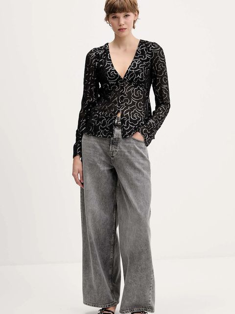 Tommy Jeans bluzka damska kolor czarny wzorzysta DW0DW21459 - zdjęcie produktu nr 2