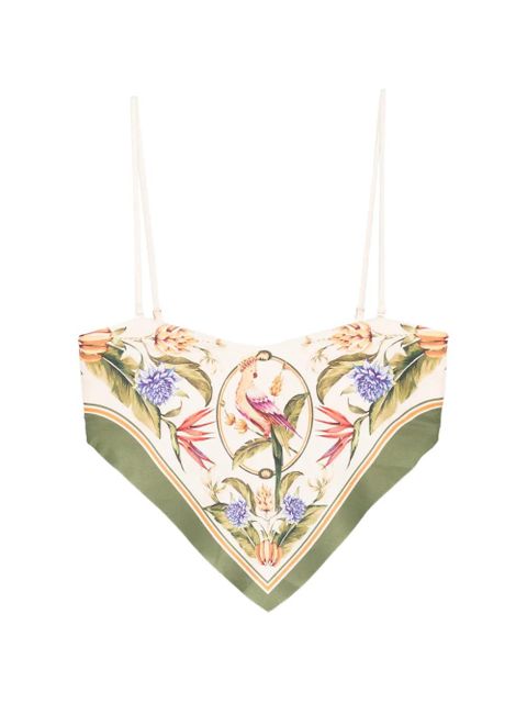 FARM Rio Strilitzia floral-print handkerchief-hem bikini top - Neutrals - zdjęcie produktu nr 1