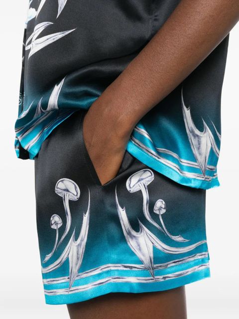 Casablanca mushroom-print elastic-waist shorts - Blue