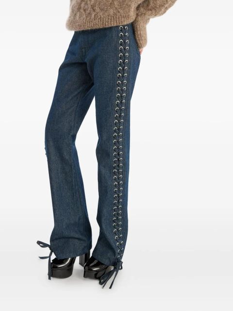 ROTATE BIRGER CHRISTENSEN logo-patch tie-details jeans - Blue