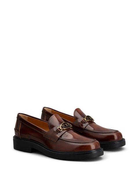 Tod's logo-plaque leather loafers - Brown