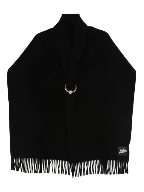 Jean Paul Gaultier ring-detail fringed scarf - Black - zdjęcie produktu nr 1
