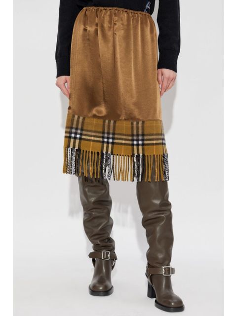 Burberry satin check scarf skirt - Brown