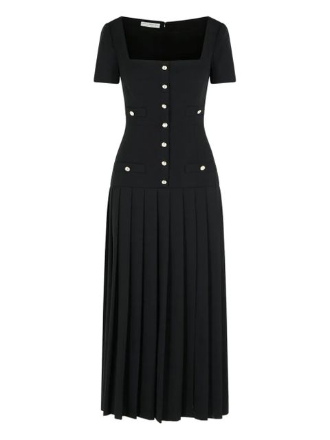 Alessandra Rich pleated square-neck midi dress - Black - zdjęcie produktu nr 1